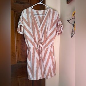 LOFT Beige & Cream Striped Short-Sleeve Romper